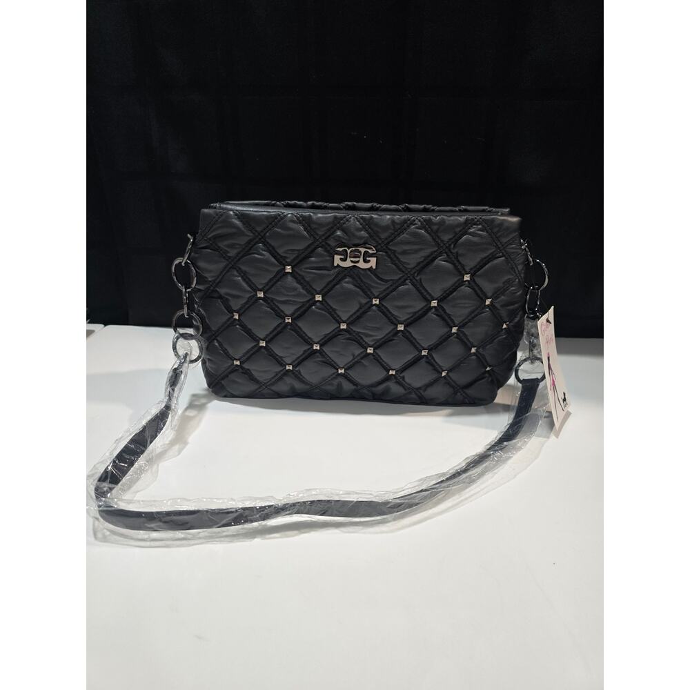 Gilda Paris Waffle Quilted Shoulder Bag NWT $159 MSRP Chain Studded Lux Vegan